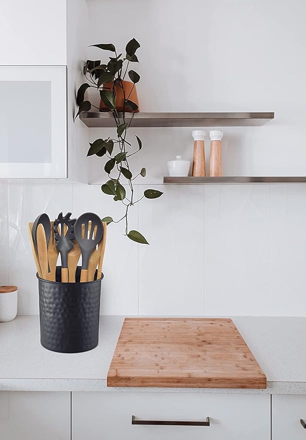 Monarch Abode Kitchen Utensil Holder – Hand Hammered Metal Black Utensil Holder, Decorative Utensil Crock for Kitchen Counter, Cooking Tool and Spatula Holder for Countertop, Caddy Organizer - Image 7