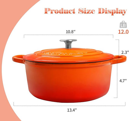 EDGING CASTING Enameled Cast Iron Dutch Oven, 5.5 Quart, Round Cast Dutch Ovens Pot with Lid Dual Handle for Bread Baking, Oven Safe up to 500°F, Orange - Image 3