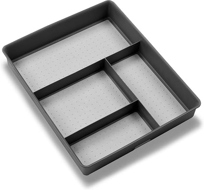 madesmart 4 Compartment Drawer Organizer, Multi Purpose Storage for Utensils, Office Tools, Cords, & Small Household Items, Tech Accessories, Arts & Crafts Supplies, Non Slip Lining, Granite - Image 3