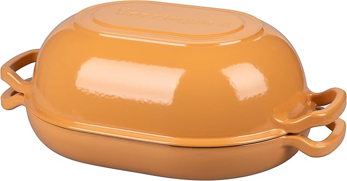 VORRINGARD Enameled Cast Iron Sourdough Bread Oven, Dutch Oven, Loaf Cast Iron Bread Pan for Homemade Bread Baking, Meatloaf Pan with Lid, 7QT, Yellow - Image 6