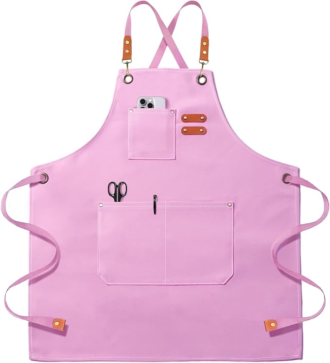OUNLEN Chef Apron for Men Women Canvas Aprons with 3 Pockets Cross Back Resistant Work Apron for Cooking by OUNLENAPRON