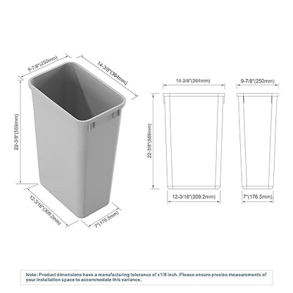 Dowell 2 Pack 50Qt Wastebasket Trash Container, 9/13Gal, Plastic, Stackable, for Kitchen/Bathroom/Office, Fits Under Sink/Desk - Grey (2, 50 QT) - Image 4