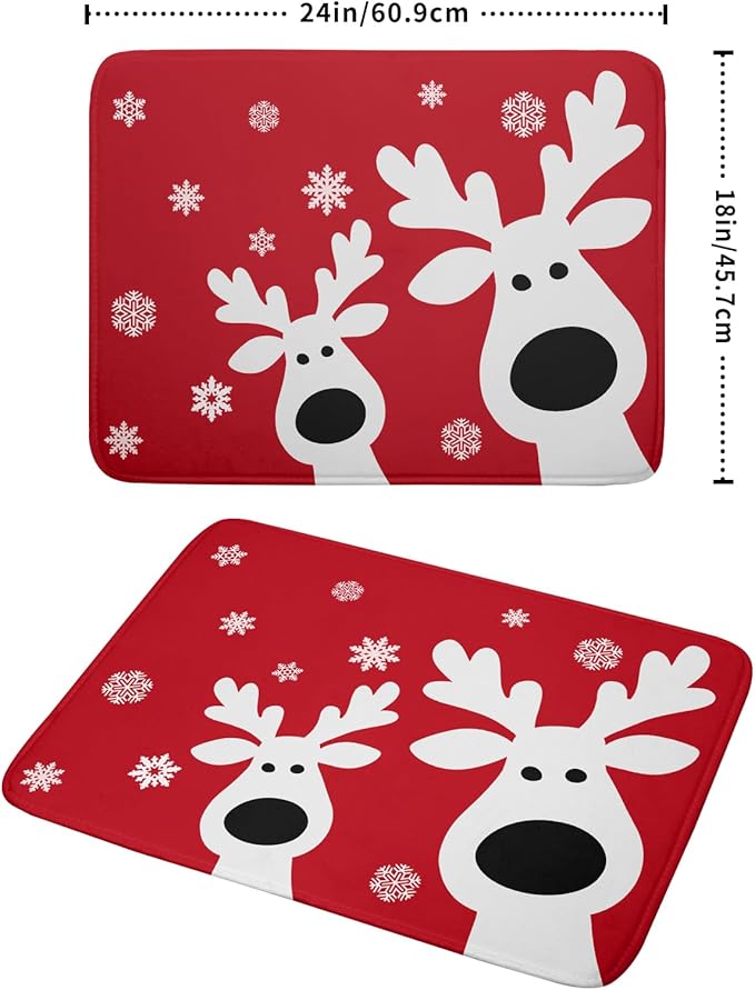 Christmas Dish Drying Mat for Kitchen Counter Cute Reindeer Winter Microfiber Absorbent Dish Draining Reusable Washable Foldable Extra Large 18"x24" - Image 2