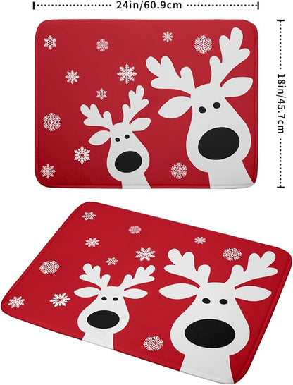 Christmas Dish Drying Mat for Kitchen Counter Cute Reindeer Winter Microfiber Absorbent Dish Draining Reusable Washable Foldable Extra Large 18"x24" - Image 2