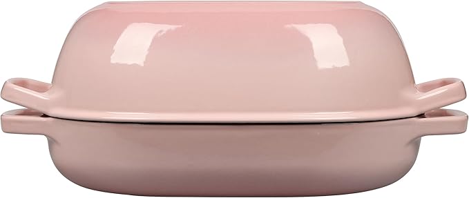 EDGING CASTING Enameled Cast Iron Oval Dutch Oven Pot with Lid, Dutch Oven for Sourdough Bread Baking, Bread Oven, Bread Dutch Oven, Oval Bread Pan, 7qt, Pink