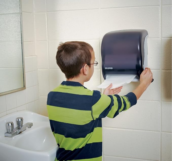 San Jamar Classic Element Paper Towel Dispenser Wall-Mounted Commercial Roll Dispenser, Fits All Core Sizes with Lever for Bathroom, Kitchens, and Restaurants, Plastic, Universal Paper, Black Pearl - Image 8