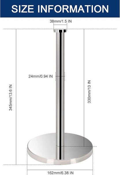 NearMoon Standing Paper Towel Holder, Kitchen Paper Towel Tissue Holder- for Bathroom Countertop, Standard or Jumbo-Sized Roll Paper (with Stainless Steel Base, Chrome Finish) - Image 2