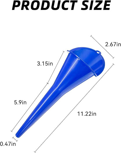2 PCS Oil Funnel, Automotive Multi-Function Plastic Fuel Funnel with Long Neck, Universal Engine Oil Funnel for Filling Oils Gas Lubricants and Fluids, Car Accessories (2PCS-Blue)