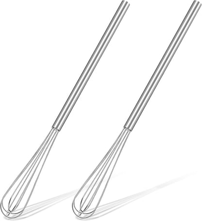 Hecila Mini Whisk Stainless Steel Mixer Compact Small Whisks for Cooking 2PCS 10.4 Inch Long Baking Mixer Skinny Egg Beater Whisks Tiny Wire Whisk Kitchen Stirrer for Whisking Beating Egg Blending