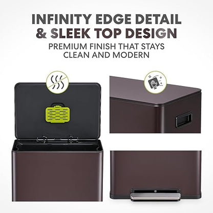 SIMPLI-Magic Infinity Edge 60L / 16 Gallon Kitchen Trash Can - Hands-Free Step Pedal, Soft-Close Lid, Stainless Steel Garbage Can with Inner Bucket - Image 3