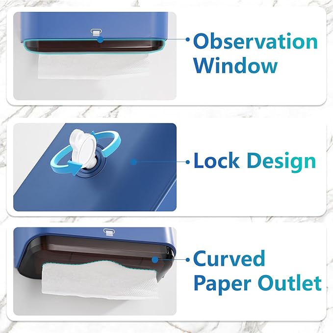 Paper Towel Dispenser Wall Mount - Adhesive Paper Wowel Holder for Bathroom Compact, Touchless Hand Towel Dispenser for Kitchen 200 Sheet - Image 2