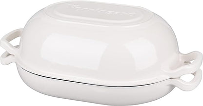 VORRINGARD Enameled Cast Iron Sourdough Bread Oven, Dutch Oven, Loaf Cast Iron Bread Pan for Homemade Bread Baking, Meatloaf Pan with Lid, 7QT, White - Image 8