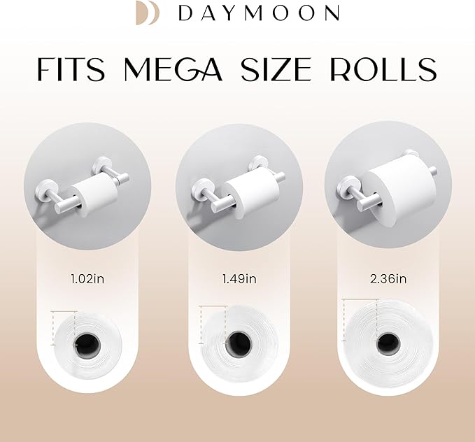Day Moon™ - Toilet Paper Holder - Modern Roll Holder for Bathroom - 1 Pack - Wall Mount - Classic, White - Image 6