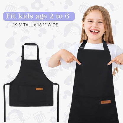 2 Pack Stripes Kids Apron, Kids Cooking Aprons with 2 Pockets, Cute Aprons for Cooking for Boys and Girls