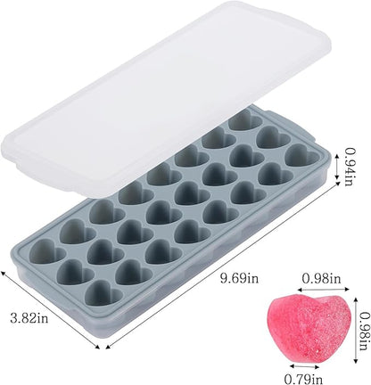 Heart Shaped Ice Cube Trays with Lid and Bins, Silicone Chocolate Mold, Easy Release Ice Trays, 24-Cavity Heart Molds for Ice Cubes, Gelatine, Baking and Candy - Image 2