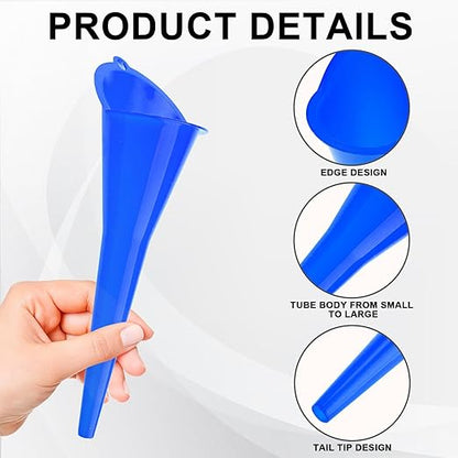 Long-Neck Oil Funnel for Automotive – Multi-Function Plastic Funnel for Oil, Gas & Lubricants – Universal Car Accessory (Blue (2-Pack)) - Image 3
