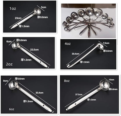Stainless Steel Hooked Handle Ladle Set - 5 Pcs with Pouring Rim, Long Handle for Kitchen Cooking Soup Sauce (1oz, 2oz, 4oz, 6oz, 8oz) - Image 3