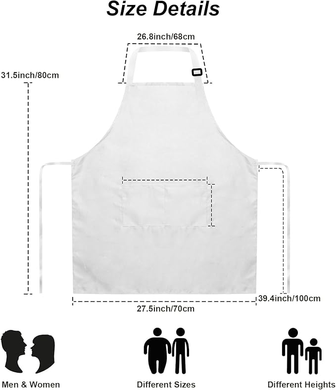 15 Pcs Adult Aprons Bulk with Pockets Adjustable Bib Chef Apron for Women Men Painting Cooking Crafting (S/L) - Image 5
