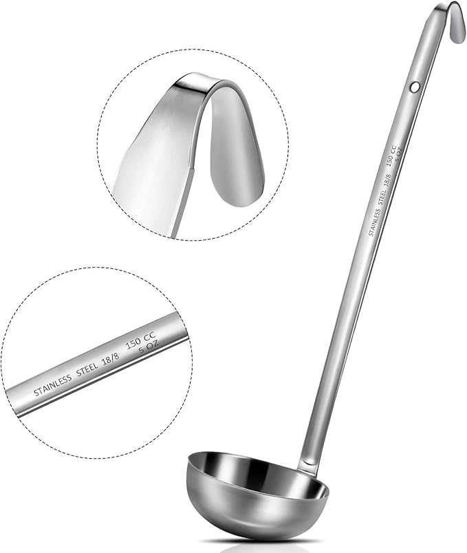 meekoo Stainless Steel Ladle Soup Handle Ladle with Pouring Rim for Kitchen Cooking Soup Sauce - Image 3
