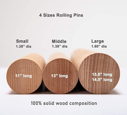 GOBAM Wood Rolling Pin, Large - Dough Roller for Pasta, Cookies, Pie, Pizza, Chapati, Fondant, Rolling Pins for Baking, Bread Making Tools and Supplies - 14.5 x 1.6 Inches - Image 4