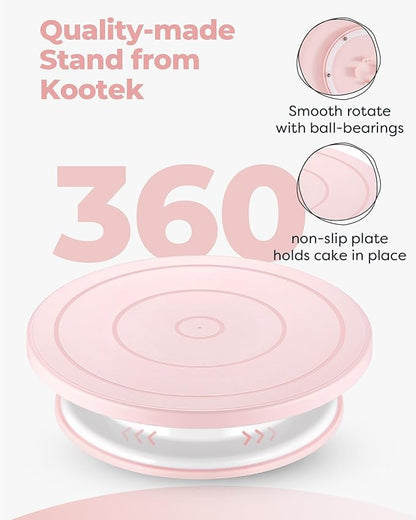 Kootek 71PCs Cake Decorating Kit, Baking Supplies Tools - Includes Cake Stand Turntable, 12 Icing Piping Tips Set, 2 Frosting Spatulas, 3 Scrapers, 50+2 Piping Bags, Coupler, Video Tutorial, Booklet - Image 3