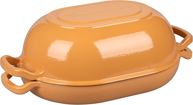 VORRINGARD Enameled Cast Iron Sourdough Bread Oven, Dutch Oven, Loaf Cast Iron Bread Pan for Homemade Bread Baking, Meatloaf Pan with Lid, 7QT, Yellow - Image 8