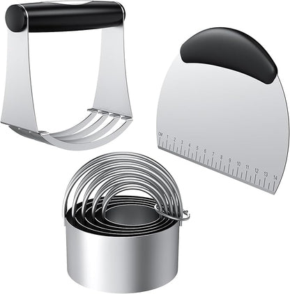 Biscuit Cutter Set, Dough Blender, Pastry Cutter, Biscuit Cutter, Dough Cutter,Pastry Cutter Set, Round Sifter,Baking Dough Tools for Cooking Cookies (3 Pcs/Set) by Unknown