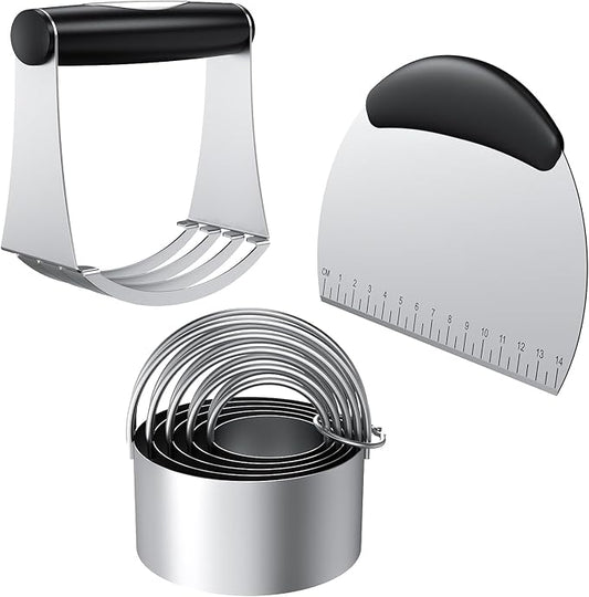 Biscuit Cutter Set, Dough Blender, Pastry Cutter, Biscuit Cutter, Dough Cutter,Pastry Cutter Set, Round Sifter,Baking Dough Tools for Cooking Cookies (3 Pcs/Set) by Unknown