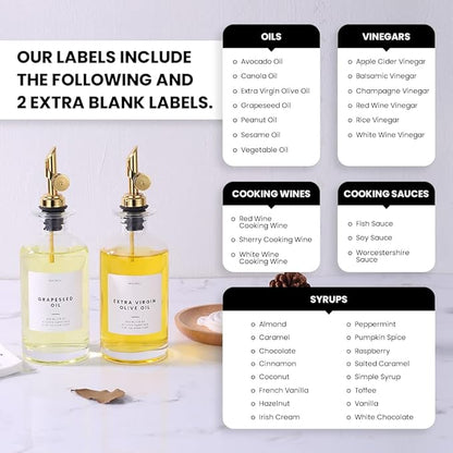 Molimoli Oil and Vinegar Dispenser with Metal Pour Spout, Weighted Pourer, Glass Bottle Dispenser for Kitchen, Olive Oil Cruet, Glass Olive Oil Bottle | 350ml, Set of 2 - Image 4