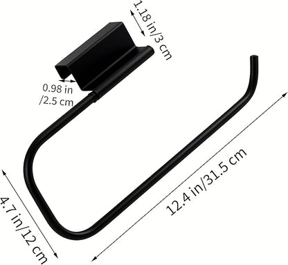 Over Cabinet Door Paper Towel Holder for Kitchen Cabinet Stainless Steel, Under Sink No Drilling Roll Dispenser for RV, Black