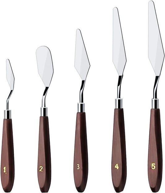 Cake Cream Spatula 5 Pieces/Set Stainless Steel Frosting Baking Pastry Tool Mixing Set Cake Icing Oil Painting Decorating Cream Toner Tool