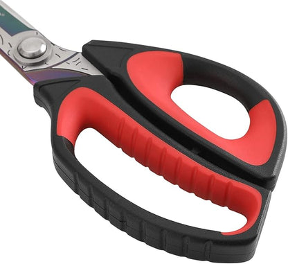 LIVINGO 10" Multipurpose Heavy Duty Scissors, Premium Titanium Coating Forged Stainless Steel Tool Industrial Shop Shears for Household, Pruning, Gardening, Fabric, Red/Black - Image 4