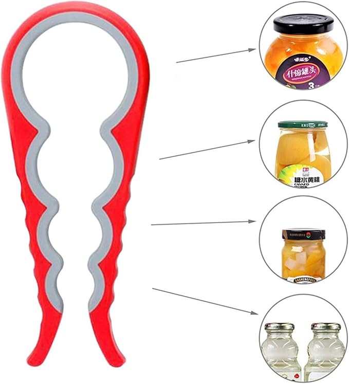 Jar Opener for Seniors with Arthritis,Jar Opener for Weak Hands,5-in-1 Bottle Opener,4-in-1 Can Opener… (Red) - Image 3