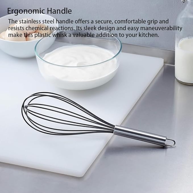 Silicone Whisk set of 3, 8+10+12in Kitchen Balloon Wire Whisks, Hand Egg Mixer Beater for Cooking