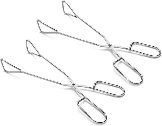 Hiash 11" Heavy Duty Stainless Steel Kitchen Scissor Tongs with Comfortable Ergonomic Grip, Heat Resistant Tongs for Cooking & BBQ, Set of 2 by Hiash