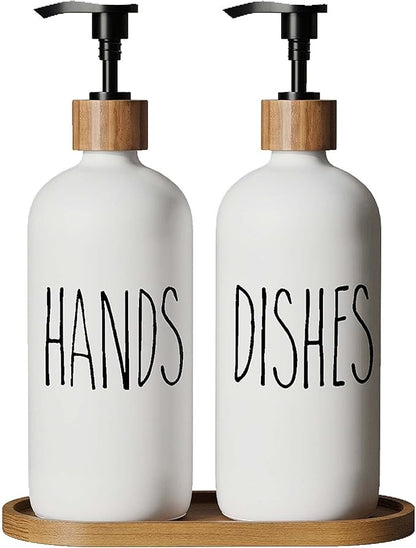 Soap Dispenser,Dish Soap Dispenser for Kitchen Sink.Glass Hand Soap Dispenser, Modern Farmhouse Decor Dish Soap Dispenser for Bathroom,Kitchen Sink Decor by Aeakey