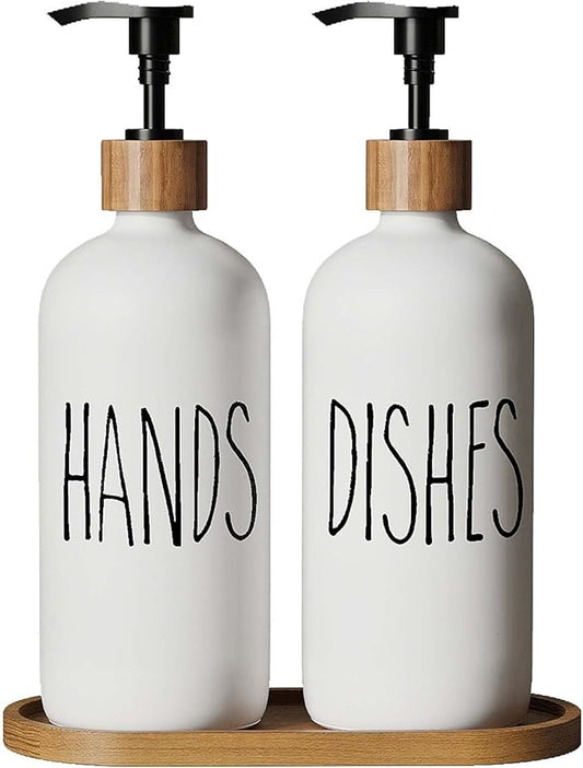 Soap Dispenser,Dish Soap Dispenser for Kitchen Sink.Glass Hand Soap Dispenser, Modern Farmhouse Decor Dish Soap Dispenser for Bathroom,Kitchen Sink Decor by Aeakey
