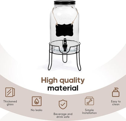 1.5 Gallon Glass Drink Dispensers for Parties, Ice Beverage Dispensers with Stand, Glass Water Dispenser with Spigot, Laundry Detergent Dispenser, Lemonade Dispenser - Image 4
