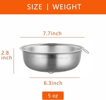GREATLINK Stainless Steel Colander and Fine Mesh Strainer for Kitchen, 7.7Inch Pasta and Rice Strainer, Small Metal Sieve/Washing Bowl/Pot Drainer/Sifter for Spaghetti, Berry, Fruit, Vegetable - Image 2