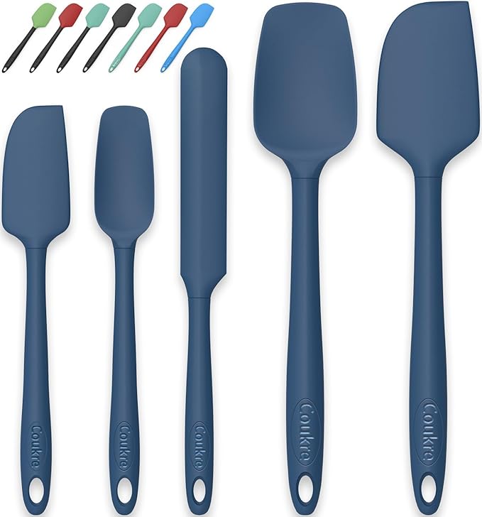 Coukre Silicone Spatula Set of 5,High Temperature Resistant, Food Grade Silicone, Dishwasher Safe, for Baking, Cooking (Pure Deep Blue) by Coukre