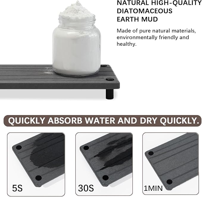 Quick Dry Sink Caddy Kitchen Sink Organizer, Water Absorbing Stone Tray for Sink, Stone Drying Tray, Diatomite Faucet Mat & Protector, Dispenser Sponge Holder, Stone Soap Tray for Bathroom Counter - Image 2