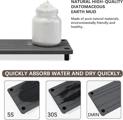 Quick Dry Sink Caddy Kitchen Sink Organizer, Water Absorbing Stone Tray for Sink, Stone Drying Tray, Diatomite Faucet Mat & Protector, Dispenser Sponge Holder, Stone Soap Tray for Bathroom Counter - Image 2