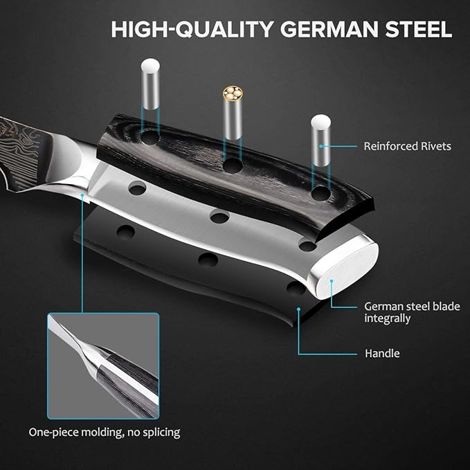 MOSFiATA 6" Boning Knife, Sharp Kitchen Cooking Knife with Finger Guard and Knife Sharpener, German High Carbon Stainless Steel EN1.4116 Chef’s Knife with Micarta Handle and Gift Box - Image 5