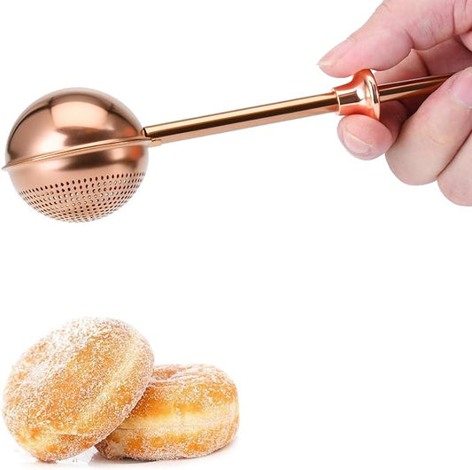HULISEN Flour Duster for Baking, One-Handed Operation, 304 Stainless Steel Powdered Sugar Shaker Duster, Pick Up and Dust Flour Sifter, Gift Package, Brown by HULISEN