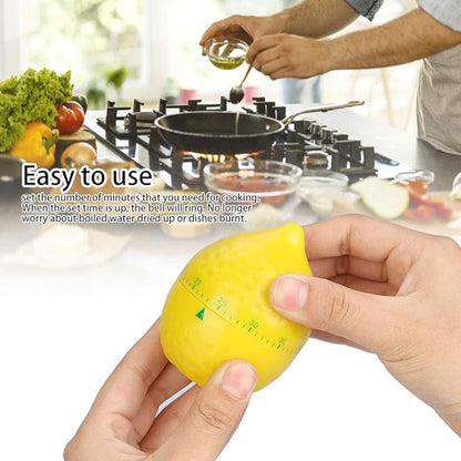 Lemon Mechanical Kitchen Timer, Cute Lemon Timer for Kids, Wind Up 60 Minutes Manual Countdown for Classroom, Home, Study and Cooking, 6.2x6.2x8cm