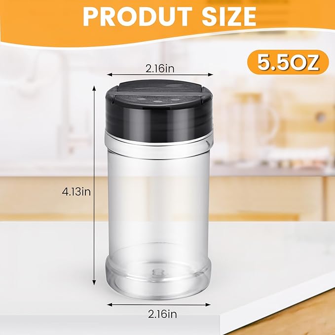 36pcs 5.5oz plastic spice jars with shaker lids, plastic spice jars,seasoning bottles,Used to store seasoning powder. - Image 2