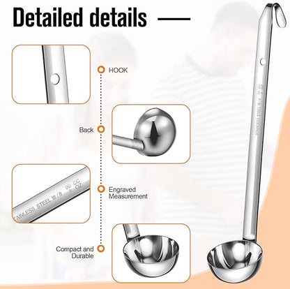 Cunhill 5 Pcs Soup Ladles Stainless Steel Serving Ladles with Long Handle for Serving, Cooking, Stirring, Portioning Kitchen Restaurant Accessories(3 oz) - Image 4