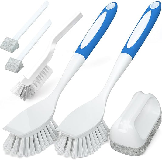 Holikme Cleaning Brush Set, Scouring Pad for Cleaning, Groove Gap Brushes for Pot, Pan, Kitchen Sink, Wire Brushes (Azul) by Holikme