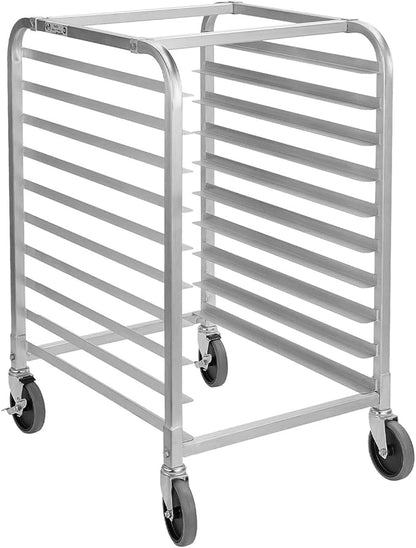 HALLY SINKS & TABLES H Bun Pan Rack 10 Tier with Wheels, Commercial Bakery Racking of Aluminum for Full & Half Sheet - Kitchen, Restaurant, Cafeteria, Pizzeria, Hotel and Home, 26" L x 20" W x 38" H by HallySinksTablesH
