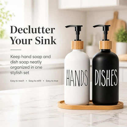 Dish Soap Dispenser for Kitchen Sink.Glass Hand Soap Dispenser, Modern Farmhouse Decor for Bathroom,Kitchen Sink Decor - Image 2